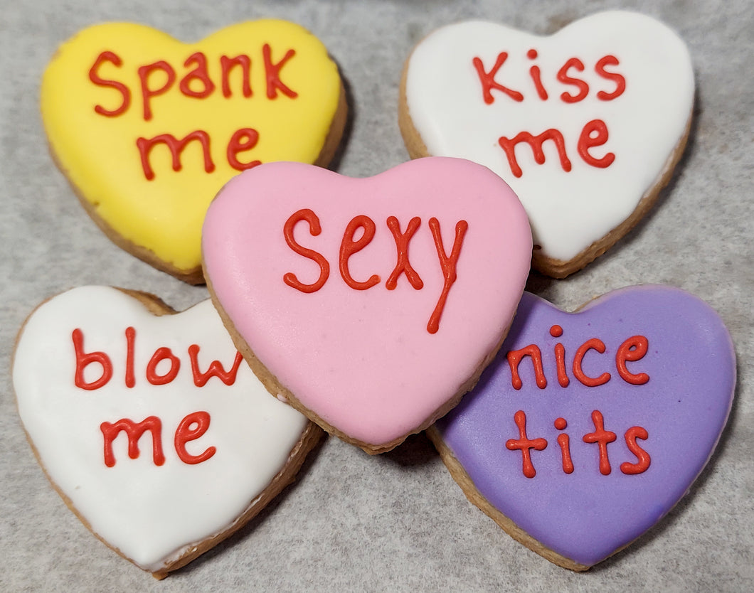 Mini Conversation Heart Cookies (2 Dz) - Naughty