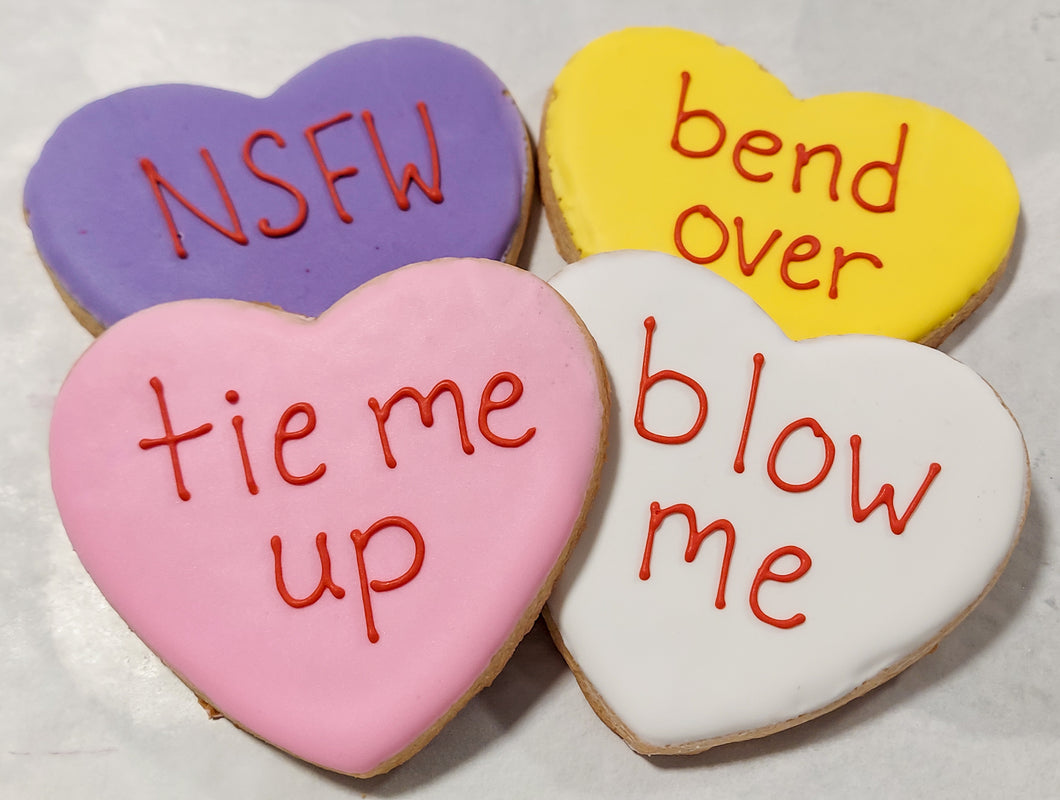 Conversation Heart Cookies (1 Dz) - Naughty