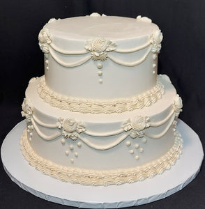 Buttercream Piping Vintage Wedding Cake (2-tier)