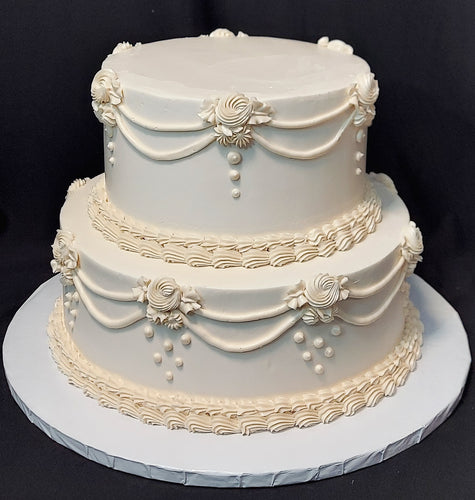 Buttercream Piping Vintage Wedding Cake (2-tier)