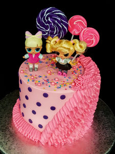 Dots & Ruffles Mini Doll Cake