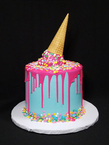 Melted Ice Cream Cone Drip Cake